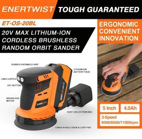 img 3 attached to Powerful And Convenient: Enertwist Cordless Orbital Sander With 20V Max 5-Inch Brushless Random Orbit And 4.0Ah Lithium-Ion Battery