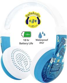 img 3 attached to BuddyPhones Wave: Waterproof Wireless Bluetooth Kids Headphones with Volume-Limiting, 18-Hour Battery, 4 Volume Settings, Mic, and Backup Cable - Robot Blue