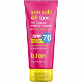 img 4 attached to B.Tan Weightless Sunscreen For Face SPF 70 - Hydrating Facial Lotion With Vitamin C, Jojoba And Argan Oil For A Silky Feel. Sun Safe AF, Vegan, Reef Friendly, 3 Fl Oz.