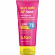 b.tan weightless sunscreen for face spf 70 - hydrating facial lotion with vitamin c, jojoba and argan oil for a silky feel. sun safe af, vegan, reef friendly, 3 fl oz. logo