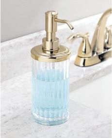 img 2 attached to 2 Pack MDesign Clear/Soft Brass Fluted Plastic Soap Dispensers For Bathroom Vanity, Kitchen Sink - Refillable Pump Bottles For Hand Soap, Dish Soap, Essential Oils, Ivey Collection