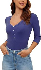 img 3 attached to TARAINYA Womens Bodysuit: Stylish Buttoned Bodysuits for Women's Clothing