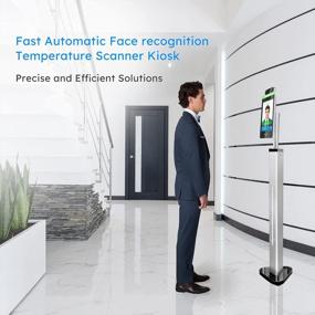 img 1 attached to Touchscreen Access Control System With Non-Contact Infrared Thermal Scanner For Face Recognition And Temperature Measurement, Featuring Face Comparison Library And Stand