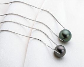 img 1 attached to Tahitian Black Pearl Pendant Necklace Genuine Single Floating Pearl Necklaces With 925 Sterling Silver Chain Jewelry Gifts For Women Wife Mom 9-10Mm/10-11Mm