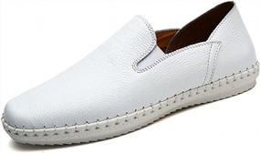 img 4 attached to Men'S Leather Fashion Slip-On Loafers Shoes - Soft Walking Comfort From MITVR!