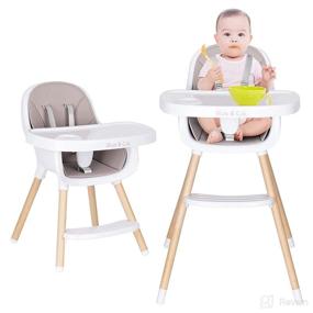 img 4 attached to 👶 High Chair for Baby and Toddler with Convertible 3 in 1 Design, Natural Wood Material, Modern Style, Easy to Clean - Mum & Cub