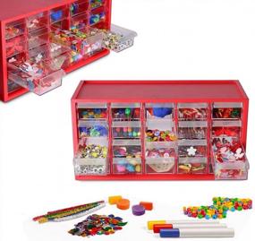 img 4 attached to 20-Drawer Craft Supplies Kit For Kids - Red | Kraftic Arts & Crafts Center