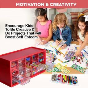 img 1 attached to 20-Drawer Craft Supplies Kit For Kids - Red | Kraftic Arts & Crafts Center