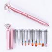 set of 10 replacement nail art brush heads and 1 fashion brush handle for acrylic, uv gel, and 3d manicure designs in rose gold logo