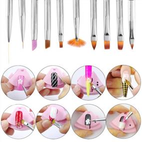 img 1 attached to Set Of 10 Replacement Nail Art Brush Heads And 1 Fashion Brush Handle For Acrylic, UV Gel, And 3D Manicure Designs In Rose Gold