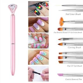 img 2 attached to Set Of 10 Replacement Nail Art Brush Heads And 1 Fashion Brush Handle For Acrylic, UV Gel, And 3D Manicure Designs In Rose Gold