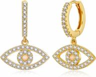 14k gold plated evil eye huggie hoop earrings for women & girls logo