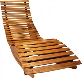img 4 attached to Rocking Acacia Wood Chaise Lounge For Outdoor Living | Weatherproof Patio Chair For Sunbathing By Cucunu