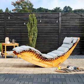 img 2 attached to Rocking Acacia Wood Chaise Lounge For Outdoor Living | Weatherproof Patio Chair For Sunbathing By Cucunu