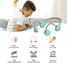 img 3 attached to 🎧 Wireless Bone Conduction Headphones - Open Ear Design, Official Headphones with Bluetooth, IPX6 Flexible Waterproof for Kids/Adults (Green)