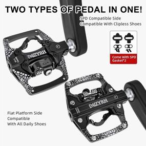 img 3 attached to MZYRH MTB Mountain Bike Pedals - 9/16" Bearing Flat Platform Compatible With SPD Dual Function Sealed Clipless Aluminum W/ Cleats
