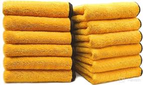 img 4 attached to 🧽 Versatile Plush Microfiber Cleaning Cloth - Ideal for Household, Car Washing, Drying & Auto Detailing - 12" x 12" (Yellow, Pack of 12)
