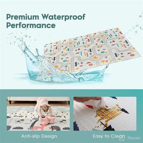 img 1 attached to 👶 Waterproof Foldable Play Mat for Babies, Reversible Kids Foam Mat, Thick 79x71 Baby Floor Mat, Anti-Slip Crawling Mat Gift