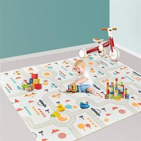 img 4 attached to 👶 Waterproof Foldable Play Mat for Babies, Reversible Kids Foam Mat, Thick 79x71 Baby Floor Mat, Anti-Slip Crawling Mat Gift