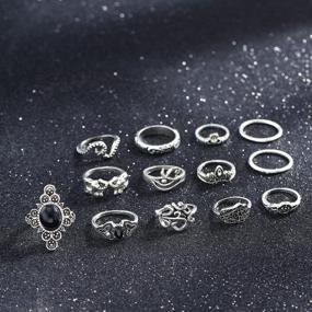 img 3 attached to 13PCS Silver Gemstone Stackable Knuckle Mid Finger Rings Set Vintage Women Girls Edary Ring Set