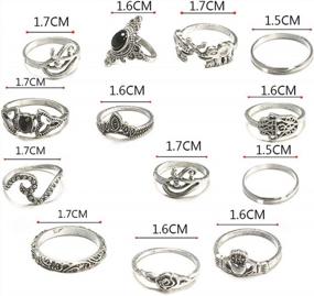 img 2 attached to 13PCS Silver Gemstone Stackable Knuckle Mid Finger Rings Set Vintage Women Girls Edary Ring Set
