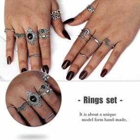 img 1 attached to 13PCS Silver Gemstone Stackable Knuckle Mid Finger Rings Set Vintage Women Girls Edary Ring Set