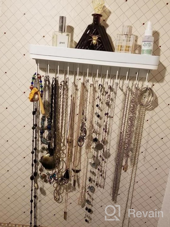 img 1 attached to 25 Hooks Wall Mount Jewelry Organizer - JACKCUBE DESIGN Aesthetic Hanging Necklace Bracelet Holder Shelf With Black Decor MK124B review by Cheryl Wilson