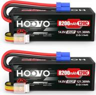 hoovo 4s 14.8v lipo battery 8200mah 120c rc battery pack compatible with arrma losi dbxl-e rc buggy truggy car truck boat(2 pack) logo
