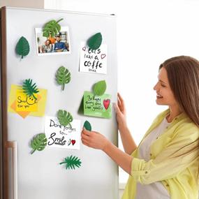 img 1 attached to Магниты на холодильник из 8 предметов Monstera Plant - мини-декор холодильника с тропическими листьями для дома, офиса и шкафчика!