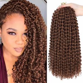 img 4 attached to 14 Inch Passion Twist Hair, Brown Water Wave Crochet Hair 22 Strands/Pack Passion Twist Crochet Hair For Women Short Passion Twists Braiding Hair Curly Braiding Hair (14 Inch (Pack Of 7), #30)