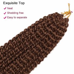 img 2 attached to 14 Inch Passion Twist Hair, Brown Water Wave Crochet Hair 22 Strands/Pack Passion Twist Crochet Hair For Women Short Passion Twists Braiding Hair Curly Braiding Hair (14 Inch (Pack Of 7), #30)