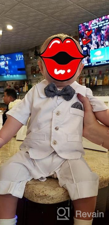 img 1 attached to Adorable Baby Boy'S Gentleman White Shirt Tuxedo Onesie With Waistcoat, Bowtie, And Jumpsuit Overall Romper review by Darius Early