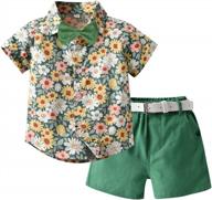feidoog, летняя одежда для маленьких мальчиков, комплекты одежды, рубашки с короткими рукавами и принтом листьев, топы + повседневные однотонные шорты, наряды логотип