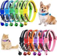 🐶 12 pack puppy id collars - adjustable nylon collars for newborn pets and small dogs, with reflective bands, bells, and 12 distinctive colors logo