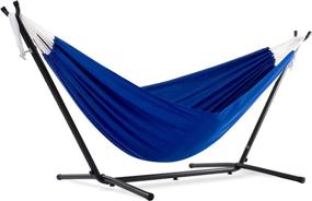 img 4 attached to Shop Now: Vivere Double Polyester Hammock with Space Saving Steel Stand, Royal Blue (450 lb Capacity) – Premium Carry Bag Included!