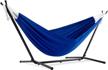 shop now: vivere double polyester hammock with space saving steel stand, royal blue (450 lb capacity) – premium carry bag included! logo