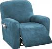 peacock blue velvet stretch recliner couch covers - 4 piece style for non-slip, form-fitted, thick, soft and washable reclining chair slipcovers by h.versailtex logo