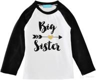 👧 trendy big sister raglan blouse: letter print, long sleeve for toddler baby girls - spring fall tops with garland t-shirt design логотип