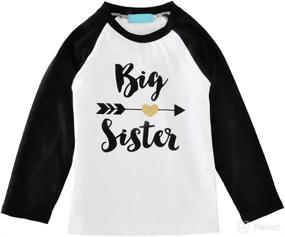 img 4 attached to 👧 Trendy Big Sister Raglan Blouse: Letter Print, Long Sleeve for Toddler Baby Girls - Spring Fall Tops with Garland T-Shirt Design