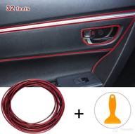 car interior moulding trim strips 32 feet universal car decoration pinstriping filler insert strips styling dashboard decorative diy flexible strip garnish accessory with installing tool (red) logo