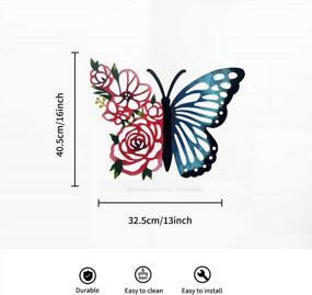 img 3 attached to LIFFY Metal Butterfly Wall Art Home Decor Hanging Butterfly Outdoor Sculpture With Flowers Wing Modern Design For Indoor Bedroom Living Room Office Garden Yard Patio Lawn Fence Backyard Porch, Black And Red