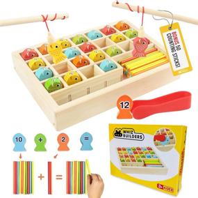 img 4 attached to Magnetic Wooden Fishing Game: Math & Counting Toy Board Games For Kids Ages 3-5 | Educational Preschool STEM Learning