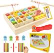 magnetic wooden fishing game: math & counting toy board games for kids ages 3-5 | educational preschool stem learning logo