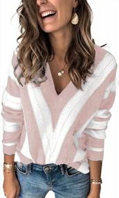 img 4 attached to Chic & Cozy: Elapsy Women'S Color Block Striped V-Neck Knit Sweater In S-2XL