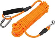 🐕 high-quality long nylon rope leash for dog training and safety - 10ft to 48ft length options - heavy-duty and ideal for small, medium, and large dogs - perfect for training, playing, camping, or backyard use - vibrant orange color logo