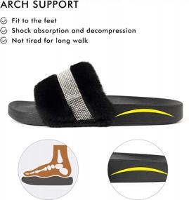 img 2 attached to Women'S Rhinestone Slides Sandals, Flat Soft Indoor Outdoor Slippers