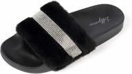 women's rhinestone slides sandals, flat soft indoor outdoor slippers логотип
