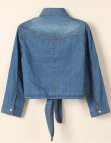 img 3 attached to Women'S Roll Up 3/4 Sleeve Tie Front Knot Shirt Denim Crop Top By AMEBELLE