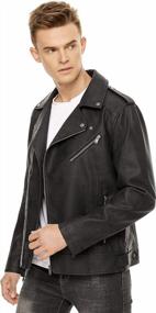 img 1 attached to Fahsyee Men'S Faux Leather Jacket: Stylish Slim-Fit Bomber With Asymmetric Zip-Up And Belted Design
