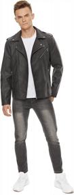 img 3 attached to Fahsyee Men'S Faux Leather Jacket: Stylish Slim-Fit Bomber With Asymmetric Zip-Up And Belted Design